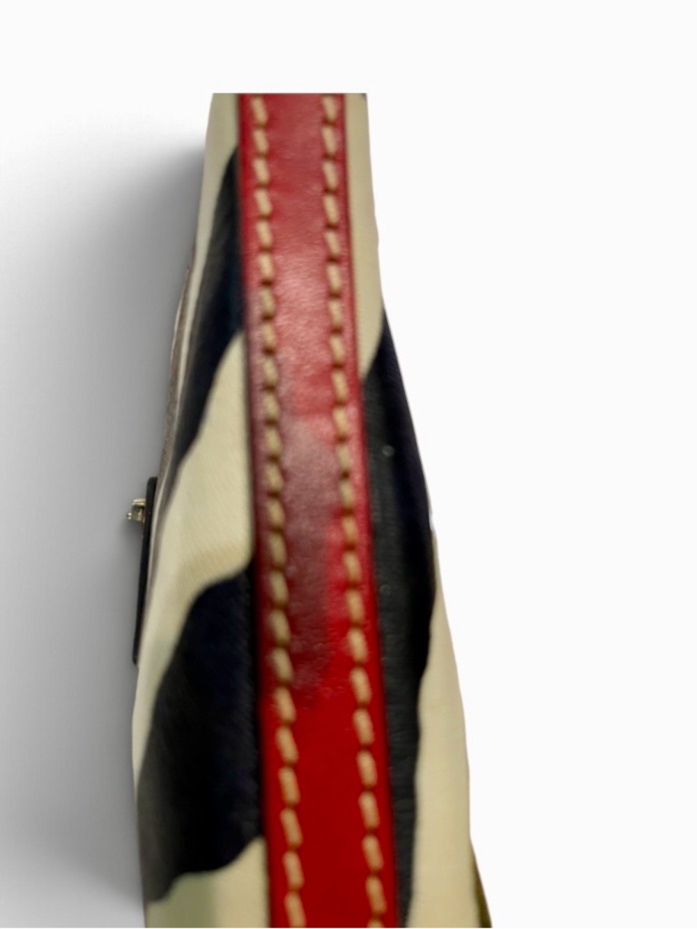 Vintage Dooney & Bourke Black and Cream Zebra Mini Bag with Red Trim - Picture 8 of 9